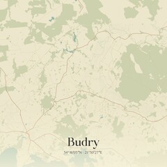 Vintage map of Budry, Poland.