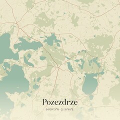 Vintage map of Pozezdrze, Poland.
