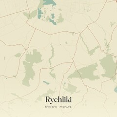 Vintage map of Rychliki, Poland.