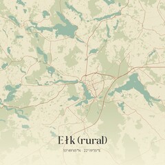Vintage map of Elk (rural), Poland.