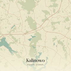 Vintage map of Kalinowo, Poland.