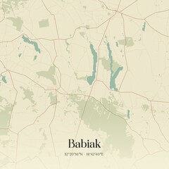 Vintage map of Babiak, Poland.