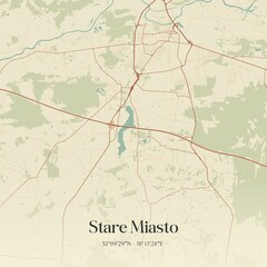 Vintage map of Stare Miasto, Poland.