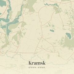 Vintage map of Kramsk, Poland.