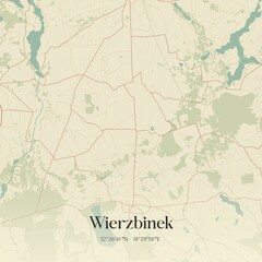 Vintage map of Wierzbinek, Poland.