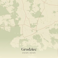 Vintage map of Grodziec, Poland.
