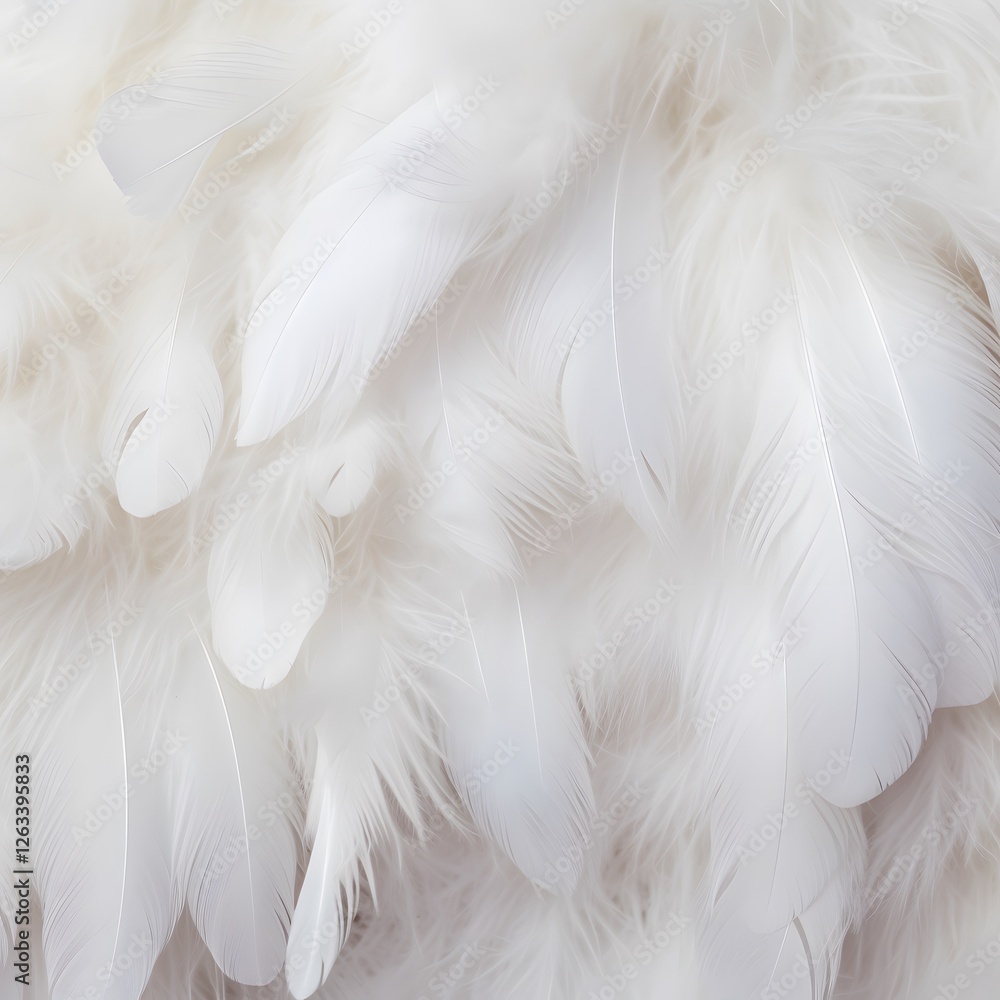 Poster a close up of white feathers with a fuzzy texture