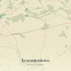 Vintage map of Krzemieniewo, Poland.