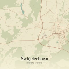 Vintage map of Swieciechowa, Poland.