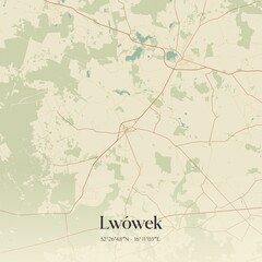Vintage map of Lwówek, Poland.