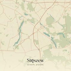 Vintage map of Steszew, Poland.