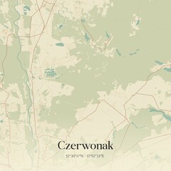 Vintage map of Czerwonak, Poland.
