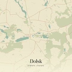 Vintage map of Dolsk, Poland.