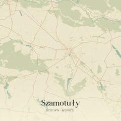Vintage map of Szamotuly, Poland.