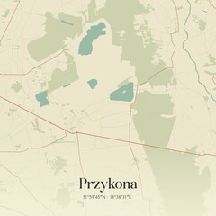 Vintage map of Przykona, Poland.