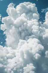 Fototapeta premium Jet Flying Through Cloudy Blue Sky