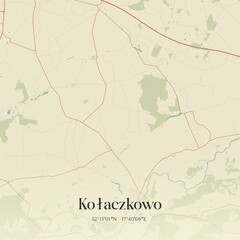 Fototapeta premium Vintage map of Kolaczkowo, Poland.
