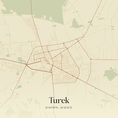 Vintage map of Turek, Poland.
