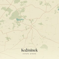 Fototapeta premium Vintage map of Kozminek, Poland.