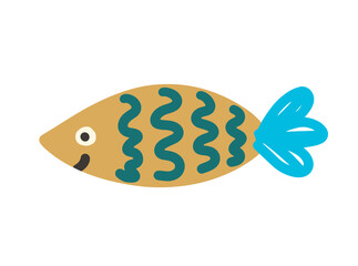 Cute little fish with wavy patterns and a bright blue tail for creative kids projects vector illustration