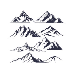 Mountain Silhouette Clipart Set Isolated Vector Illustrations
