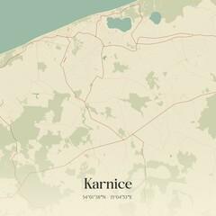Vintage map of Karnice, Poland.