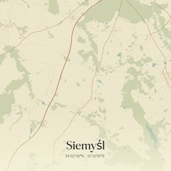 Vintage map of Siemysl, Poland.