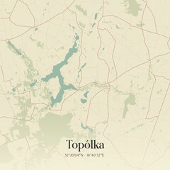 Vintage map of Topólka, Poland.