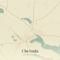 Vintage map of Chelmza, Poland.
