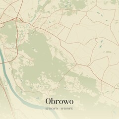 Obraz premium Vintage map of Obrowo, Poland.