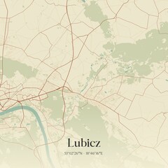 Vintage map of Lubicz, Poland.