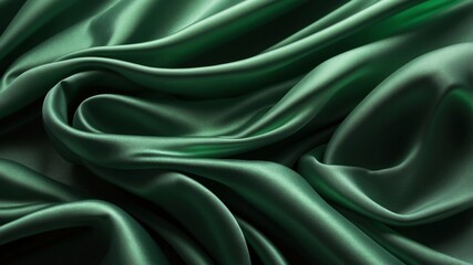 Obraz premium realistic photo, green flowing fabric, fabric flows on the left side