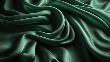 Obraz premium realistic photo, green flowing fabric, fabric flows on the left side