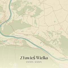 Vintage map of Zlawies Wielka, Poland.