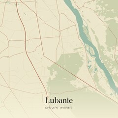 Vintage map of Lubanie, Poland.