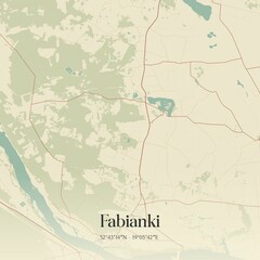 Vintage map of Fabianki, Poland.
