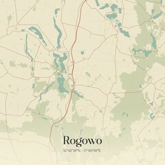 Vintage map of Rogowo, Poland.