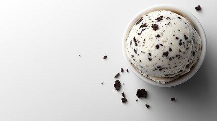 Delicious close-up view of cookies and cream ice cream on a white background