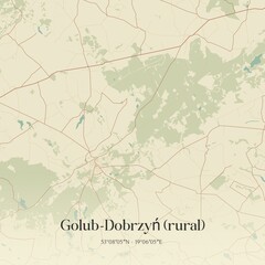 Vintage map of Golub-Dobrzyn (rural), Poland.