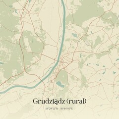 Vintage map of Grudziadz (rural), Poland.
