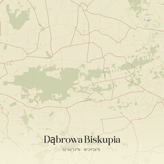 Vintage map of Dabrowa Biskupia, Poland.