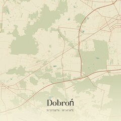 Vintage map of Dobron, Poland.