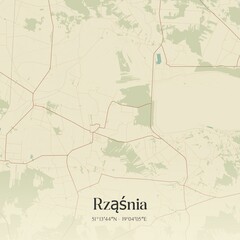 Vintage map of Rzasnia, Poland.