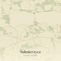 Vintage map of Sulmierzyce, Poland.