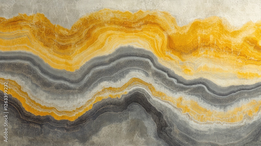 Poster soft flowing patterns of gray and yellow, creating a stylish and contemporary design.