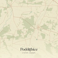 Vintage map of Poddebice, Poland.