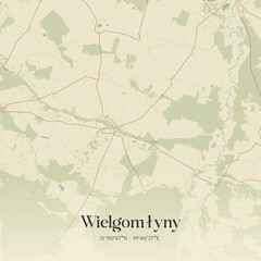 Vintage map of Wielgomlyny, Poland.