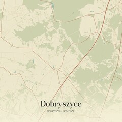 Vintage map of Dobryszyce, Poland.