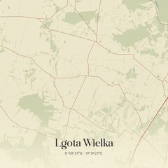 Vintage map of Lgota Wielka, Poland.