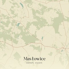 Vintage map of Maslowice, Poland.